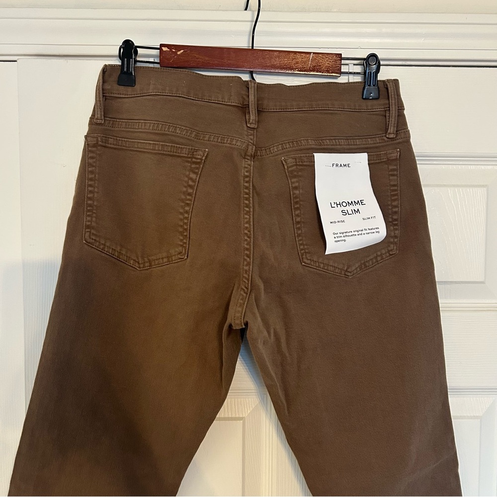 NWT Frame L'Homme Slim Brushed Twill Size 31 Brown Jeans - Picture 7 of 8